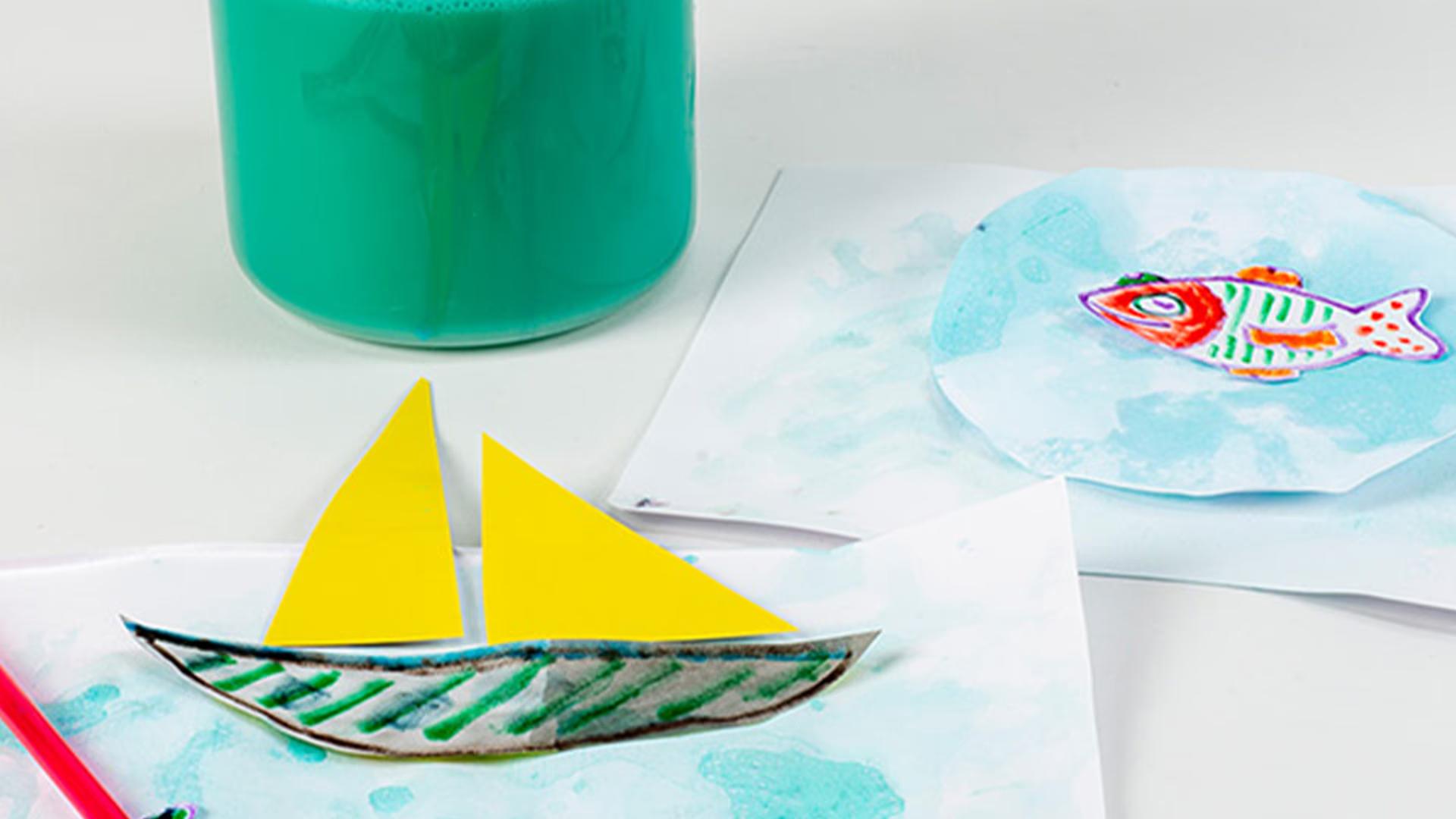 Köpük Baskı ile Deniz Resmi 4-6 Yaş thumbnail